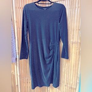 Ann Taylor pencil dress. Black/white striped. Stretchy cotton blend fabric.